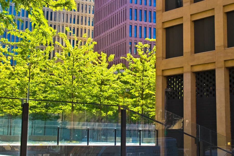 City of Justice Barcelona green courtyard