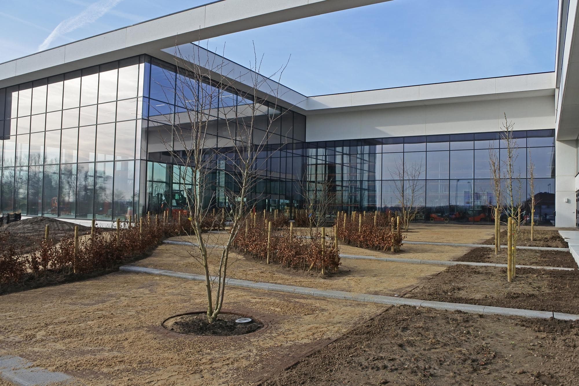 Landscape construction in progress: Toyota Material Handling, Willebroek